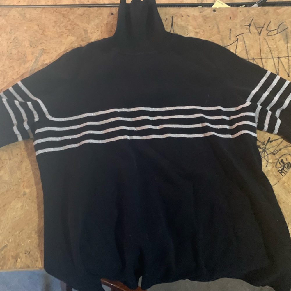 Black with silver stripes Turtle neck